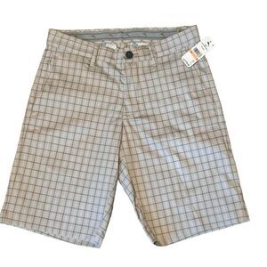 Tommy Bahama Golf IslandZone Plaid Shorts Tan Flat Front Stretch 28 NEW